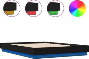 vidaXL Πλαίσιο Κρεβατιού με LED Μαύρο 150 x 200 εκ