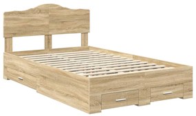 vidaXL Σκελετός Κρεβατιού Δρύς Sonoma 135 x 190 cm Επεξεργασμένο ξύλο