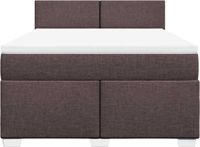 vidaXL Κρεβάτι Boxspring με Στρώμα Σκούρο Καφέ 140x190 εκ. Υφασμάτινο