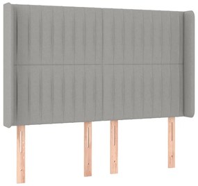vidaXL Κρεβάτι Boxspring με Στρώμα &amp; LED Αν.Γκρι 140x190εκ. Υφασμάτινο