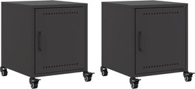 vidaXL Κομοδίνα 2 τεμ. Μαύρο 36x39x43,5 εκ. από Χάλυβα