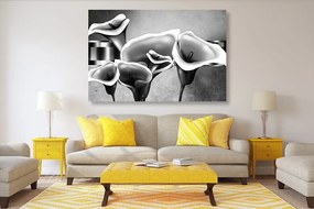 Εικόνα κομψών λουλουδιών λάσπης σε μαύρο & άσπρο - 90x60