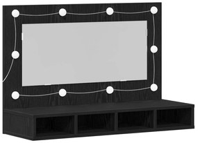 vidaXL Καθρέφτης Ντουλάπα LED σε Μαύρη Δρυς - 90x31.5x62 εκ.