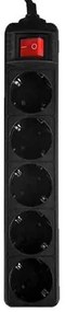 LAMTECH POWER STRIP WITH SWITCH 5 OUTLETS BLACK