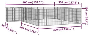 Κλουβί Σκύλου 30 Πάνελ Μαύρο 50x100 εκ. Ατσάλι με Βαφή Πούδρας - Μαύρο