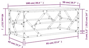 Τραπεζάκι Σαλονιού Sonoma Δρυς 100x50x40 εκ. Επεξεργασμένο Ξύλο - Καφέ