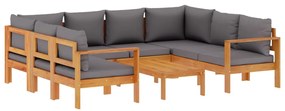vidaXL Σαλόνι Κήπου Σετ 6 Τεμαχίων από Μασίφ Ξύλο Ακακίας με Μαξιλάρια