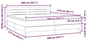 Κρεβάτι Boxspring με Στρώμα Σκούρο Γκρι 200x210 εκ. Βελούδινο - Γκρι