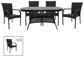 Dining set 7pcs Cellin pe natural-metal 160x80x77 εκ.