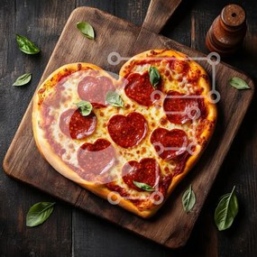 Intra Συλλεκτικό Ξύλινο Παζλ Plywood  4mm - Πίτσα Pepperoni σε σχήμα καρδιάς Σε Ξύλινο Κουτί - Διαστάσεις: 10x10 cm – 25 κομμάτια
