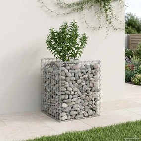 vidaXL Ανασηκωμένο κρεβάτι gabion Ασημί