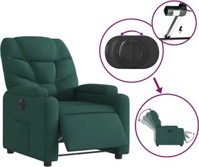 vidaXL Πολυθρόνα Ανακλινόμενη Ηλεκτρική Πράσινο Υφασμάτινη