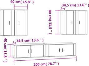 vidaXL Σετ Επίπλου Τηλεόρασης 6 Τεμαχίων Λευκό από Επεξεργασμένο Ξύλο
