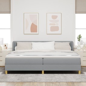 vidaXL Κρεβάτι Box Spring με Στρώμα  Ανοιχτό Γκρι 200x200 εκ. Υφάσματος