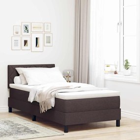 vidaXL Κρεβάτι με Κουτί με Στρώμα Σκούρο Καφέ 90x200 εκ Ύφασμα