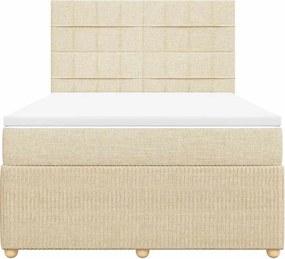 vidaXL Κρεβάτι Boxspring με Στρώμα Κρεμ 140x200 εκ. Υφασμάτινο