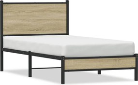 vidaXL Σκελετός Κρεβ. Χωρίς Στρώμα Sonoma Δρυς 90x200 εκ. Μεταλλικό