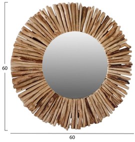 Καθρέπτης Τοίχου από Driftwood Φυσικό 60x5x60Y εκ. 60x5x60 εκ.