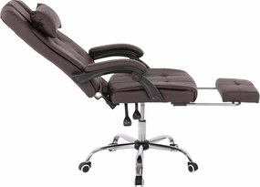 Πολυθρόνα γραφείου διευθυντική καφέ με υποπόδιο 58x71x128εκ