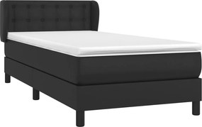 vidaXL Κρεβάτι Boxspring με Στρώμα Μαύρο 90x190εκ. από Συνθετικό Δέρμα