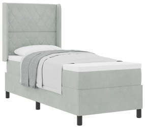 vidaXL Κρεβάτι Box Spring με Στρώμα Ανοιχτό Γκρι 80x200 εκ Βελούδο