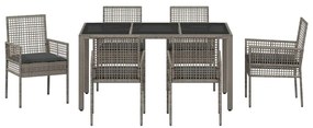 vidaXL Σέτ φαγητού για κήπο 7 pcs Γκρι συνθετικό ρατάν