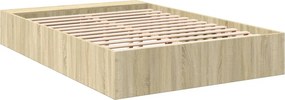 vidaXL Πλαίσιο Κρεβατιού Sonoma Δρυς 135x190 εκ. Επεξεργασμένο Ξύλο