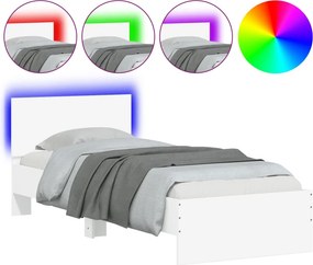 vidaXL Πλαίσιο Κρεβατιού με Κεφαλάρι και LED Λευκό 90 x 200 εκ.