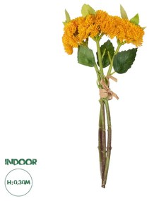 GloboStar® Artificial Garden ORANGE SEDUM BOUQUET 21346 Τεχνητό Διακοσμητικό Μπουκέτο Πορτοκαλί Σέδο Y30cm