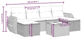 Σαλόνι Κήπου Σετ 6 Τεμαχίων Καφέ Συνθετικό Ρατάν με Μαξιλάρια - Καφέ