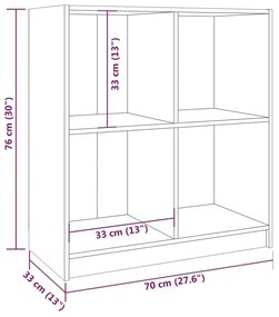 Μπουφές Λευκός 70 x 33 x 76 εκ. από Μασίφ Ξύλο Πεύκου - Λευκό