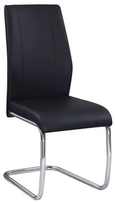 TULIP Καρέκλα Τραπεζαρίας Κουζίνας Μέταλλο Χρώμιο, PU Μαύρο  43x57x98cm [-Χρώμιο/Μαύρο-] [-Μέταλλο/PVC - PU-] ΕΜ913,1
