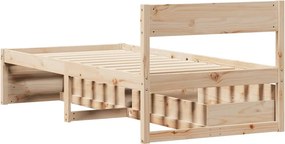 vidaXL Σκελετός Κρεβατιού Χωρίς Στρώμα 75x190 εκ Μασίφ Ξύλο Πεύκου