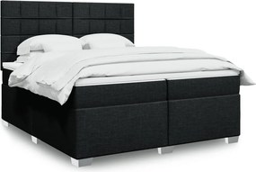 vidaXL Κρεβάτι Boxspring με Στρώμα Μαύρο 200x200 εκ. Υφασμάτινο