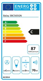 Συμβατικός Απορροφητήρας Balay 3BC565GN 60 cm 530 m3/h 216 W C Μαύρο