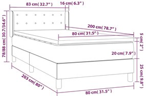 vidaXL Κρεβάτι Boxspring με Στρώμα Μπλε 80x200 εκ. Υφασμάτινο
