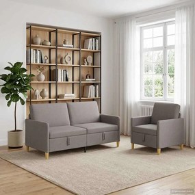 vidaXL Σαλονάκι Σετ Με Αποθηκευτικό Χώρο 2 pcs Taupe Πολυεστέρας