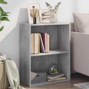 vidaXL Βιβλιοθήκη με 2 Ράφια Γκρι Σκυροδεμ. 60x30x76,5 εκ. Μοριοσανίδα