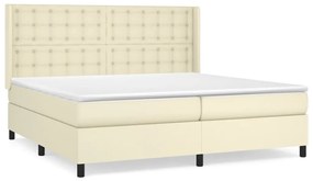 vidaXL Κρεβάτι Boxspring με Στρώμα Κρεμ 200x200 εκ. Συνθετικό Δέρμα