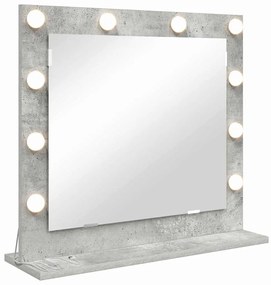vidaXL Καθρέφτης Vanity με LED Φώτα Γκρι Σκυρόδεμα 60x55x18 εκ.
