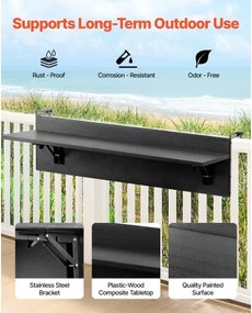 VEVOR Balcony Hanging Table 12 x 32 in Patio Railing Bar Table Foldable