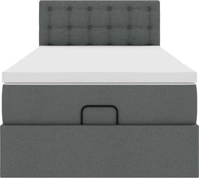 vidaXL Οθωμανικό κρεβάτι με στρώμα σκούρο γκρι 90x190cm ύφασμα