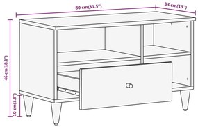 Έπιπλο Τηλεόρασης 80 x 33 x 46 εκ. από Μασίφ Ξύλο Μάνγκο - Καφέ