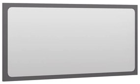 vidaXL Καθρέφτης Μπάνιου Γυαλιστερό Γκρι 80 x 1,5 x 37 εκ. Μοριοσανίδα