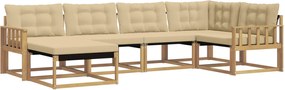 vidaXL Σειρά Καναπέ Εξωτερικού με μαξιλάρι 6 pcs Λευκό και Μπεζ