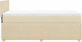 vidaXL Κρεβάτι Boxspring με Στρώμα Κρεμ 90x200 εκ.Υφασμάτινο