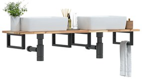 Ράφι Νιπτήρα Τοίχου από Ατσάλι / Μασίφ Ξύλο Ακακίας