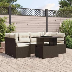 vidaXL Σετ Καναπέ Κήπου 7 pcs Καφέ και κρεμ 100 x 55 x 73 εκ
