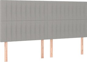 vidaXL Κρεβάτι Boxspring με Στρώμα Ανοιχτό Γκρι 200x200 εκ. Υφασμάτινο