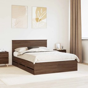 vidaXL Σκελετός Κρεβατιού Καφέ δρυς 140 x 200 cm Μηχανήματος Ξύλο